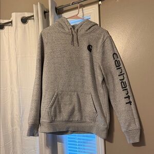 Carhartt Heather Gray Hooded Sweatshirt with Sleeve Logo